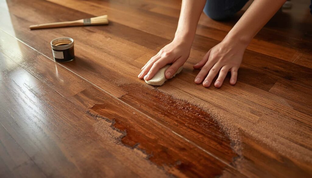 Light sanding and spot refinishing on urine on hardwood floors