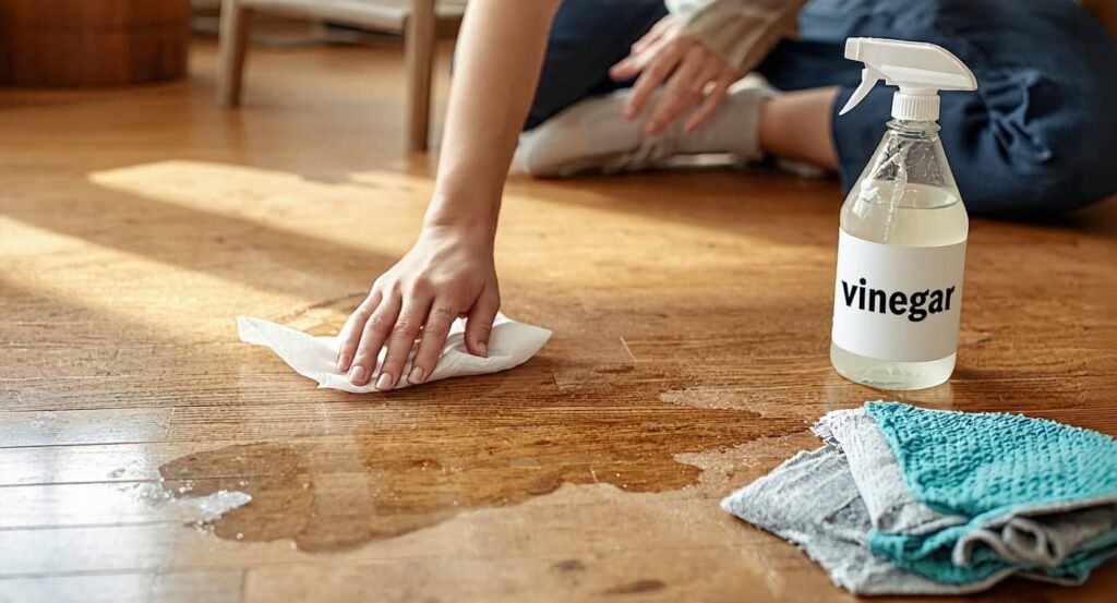 using vinegar to clean pet urine on hardwood floor