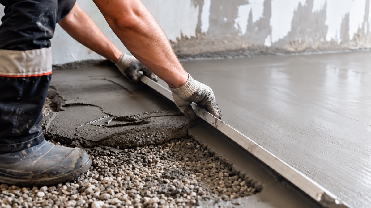 smooth freshly poured cement mortar